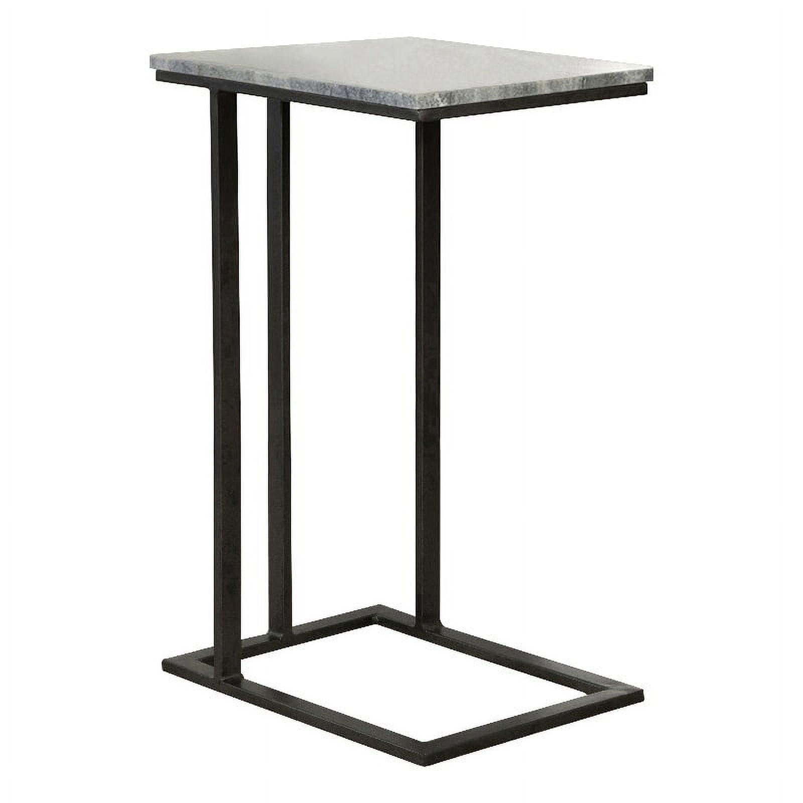 Vicente Black and Gray Marble Top Accent Table with Storage