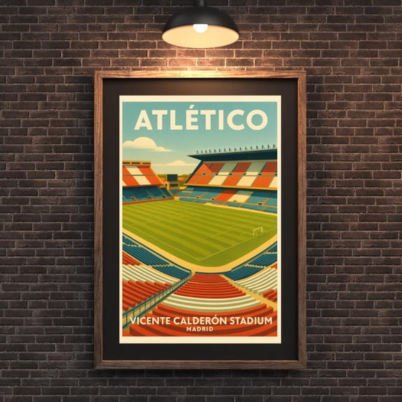 Vicente Calderón Stadium Atlético Madrid Vintage Football Art Madrid Wall Décor