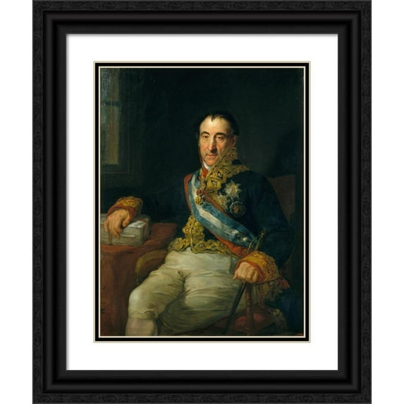 Vicente López Portaña 12x14 Black Ornate Wood Framed Double Matted Museum Art Print Titled: Portrait of the Marquis of Labrador, Spanish Ambassador to the Congress of Vienna of 1815 (ca. 183