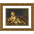 thumbnail image 1 of Vicente López Portaña 14x11 Gold Ornate Wood Frame and Double Matted Museum Art Print Titled - Portrait Of&nbsp;Isabel De Borbon, Infanta of Spain (1821-1897)&nbsp;When a Baby, 1 of 4