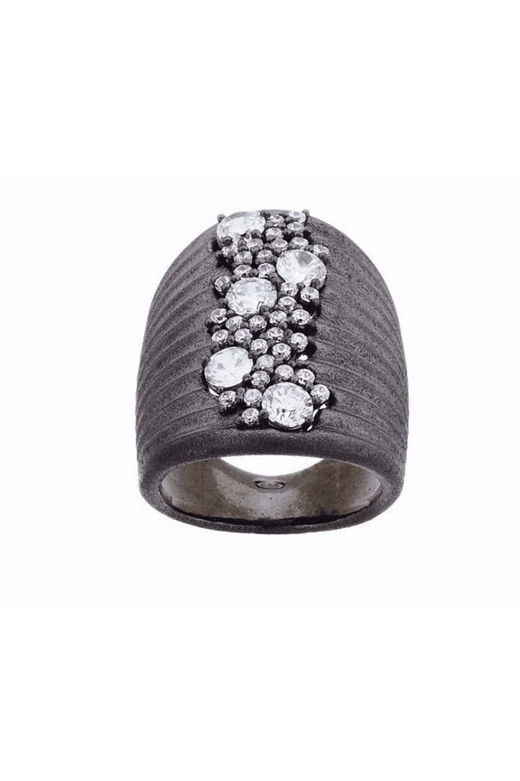 Sterling Bold Elongated Crystal Cascade Cluster Ring, Size 7