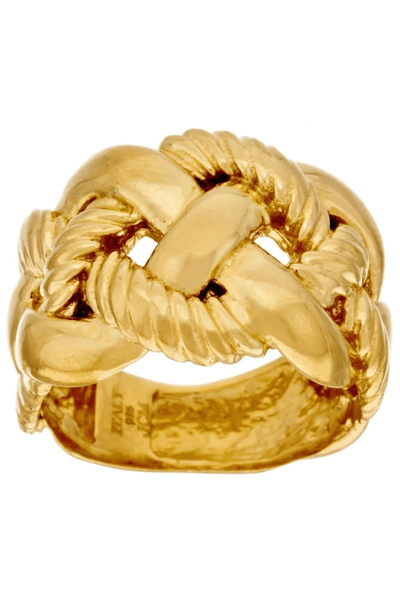 VicenzaSilver Polished and Textured Braided Design Ring,Yellow Gold Plated sterling Silver, Size 5