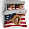 thumbnail image 1 of Vichonne 3D American Flag Baseball Comforter Sets Queen Size Boys Sports Bedding, 1 of 11