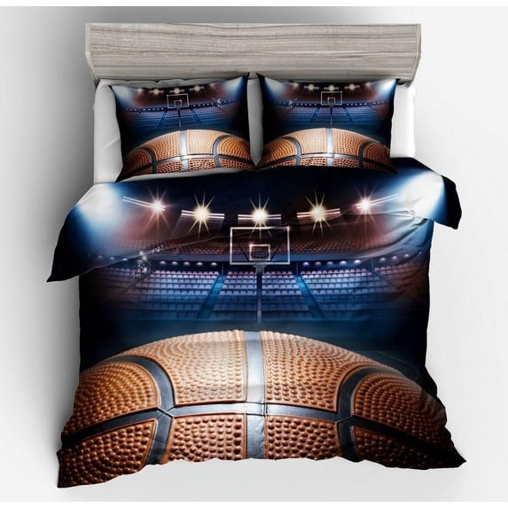 Vichonne 3D Basketball Comforter Sets Full Size for Boys Girls,3 Pieces Kids Soft Sports Bedding Sets Bedroom Decor