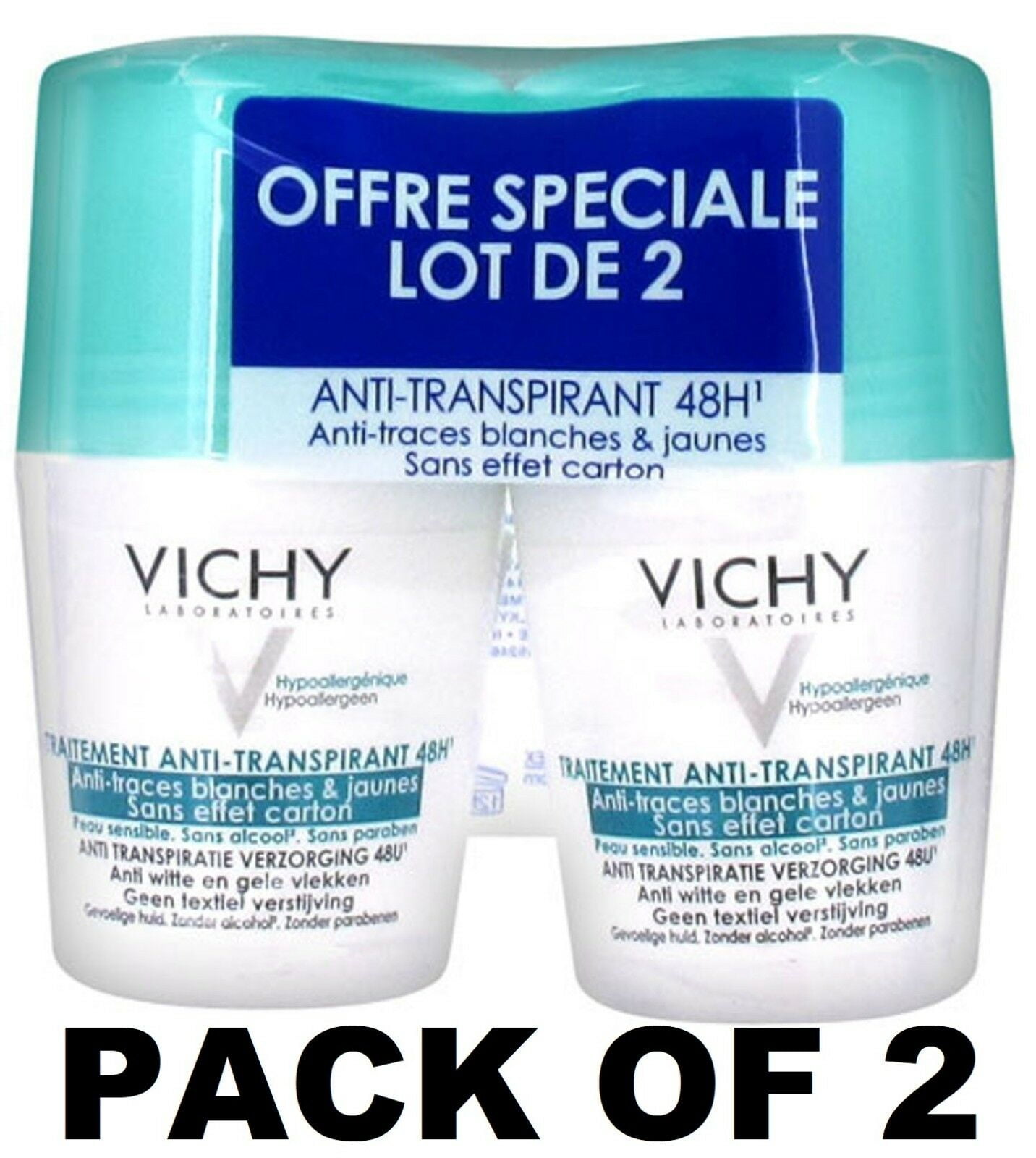 Vichy 48H Intensive Anti-perspirant anti-white and yellow mark deodorant 2x50ml