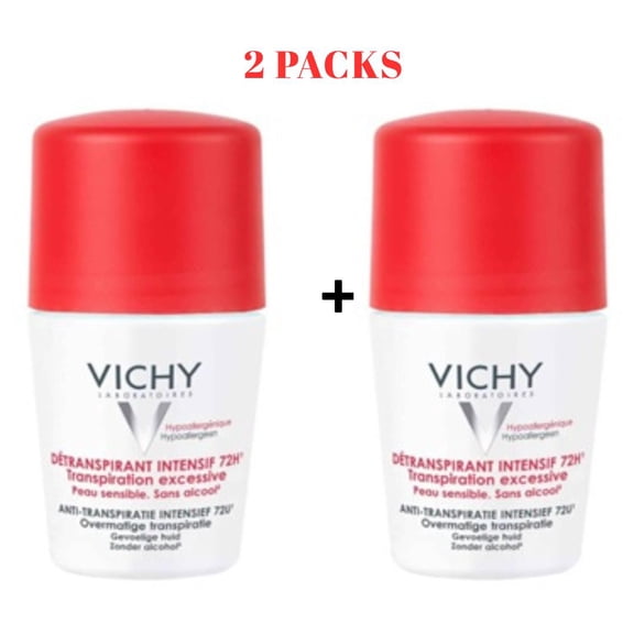 Vichy 72H Intensive Antiperspirant Excessive Perspiration Stress Resist Roll-On 50 ml Set of 2