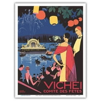 Vichy France - Comité des Fêtes Festival - Vintage Travel Poster by Roger Broders c.1926 - Master Art Print (Unframed) 9in x 12in