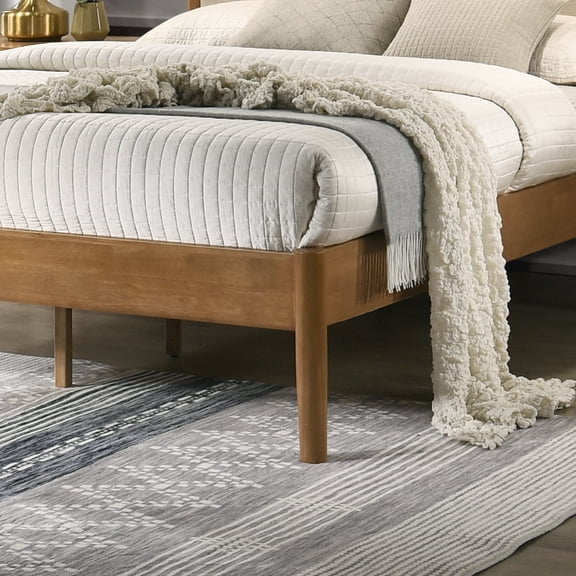 Vichy Rubberwood Platform Bed in Light Walnut, Queen