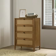 Vichy Wood and Rattan 4-Drawer Chest