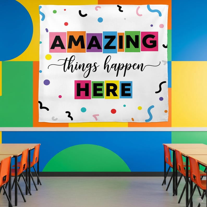ViciArt Amazing Things Happen Here Classroom Tapestry – 51"x60 ...