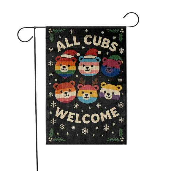 ViciArt Bear Pride Garden Flag – All Cubs Welcome Outdoor Banner, 28” x 40” Rainbow Bear Design