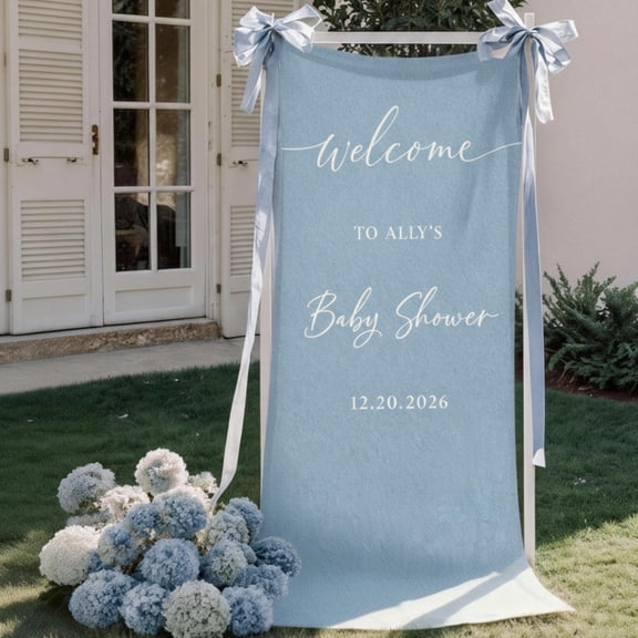 ViciArt Custom Baby Shower Banner: Personalized Welcome Banner Cotton Linen Fabric Neutral Event Decor