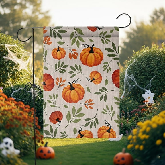 ViciArt Fall Pumpkin Garden Flag – 12”x18” Autumn Leaves Outdoor Yard Decor, Rustic Harvest Porch Banner