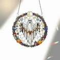 thumbnail image 1 of ViciArt Ghost Skull Wreath Acrylic Window Hanging – 6" Holographic Halloween Suncatcher Decor, 1 of 4