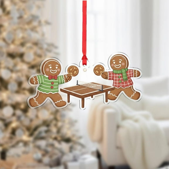 ViciArt Gingerbread Ornament – Table Tennis with Holiday Cookies, Christmas Tree Decor