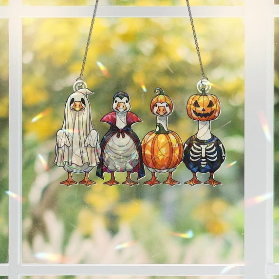 ViciArt Halloween Goose Acrylic Window Hanging – 6" Holographic Costume Suncatcher Decor