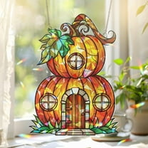 ViciArt Hologram Acrylic Pumpkin House Window Hanging – Fall Halloween Decor, Autumn Window Ornament