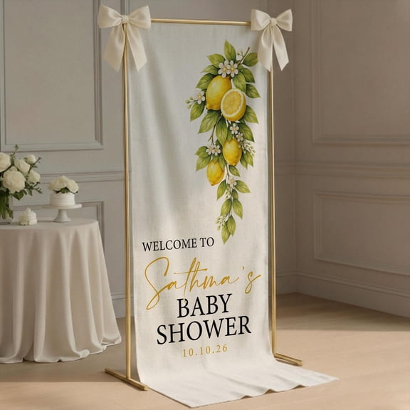 ViciArt Lemon Baby Shower Welcome Banner Personalized Backdrop