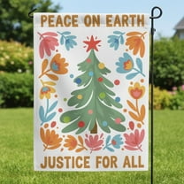 ViciArt Peace on Earth Garden Flag – 12" x 18" Christmas Tree & Floral Design, Outdoor Holiday Decor