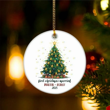 ViciArt Personalized Family Christmas Ornament, Custom Christmas Tree, Ceramic Holiday Keepsake