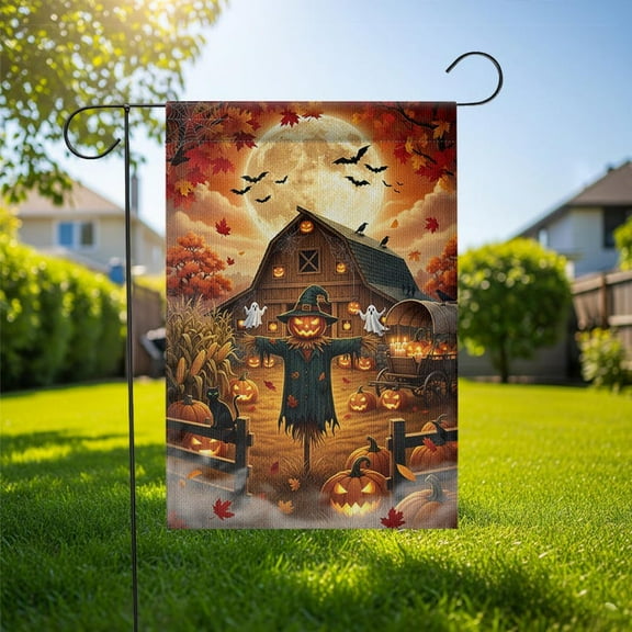 ViciArt Pumpkin Scarecrow Garden Flag – 12”x18” Rustic Halloween Farmhouse Outdoor Yard Decor