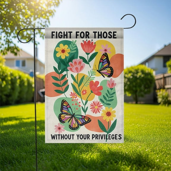 ViciArt Social Justice Garden Flag – 12”x18” Butterfly Floral Outdoor Equality Banner, Colorful Yard Decor