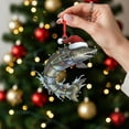 thumbnail image 1 of ViciArt White Sturgeon Christmas Ornament, Santa Hat & Holiday Lights, Fish Tree Decor, 1 of 4