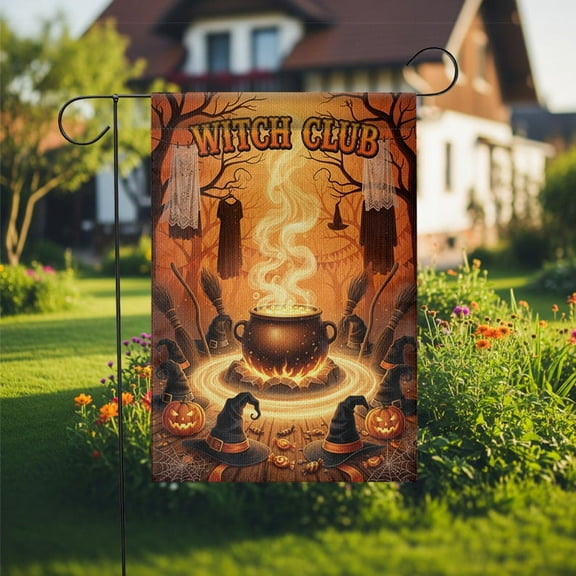 ViciArt Witch Club Garden Flag – 12”x18” Halloween Cauldron Outdoor Decor, Witches Brew Yard Flag