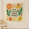 thumbnail image 1 of ViciArt You Can Do Hard Things Wall Tapestry – 60"x80" Polyester Motivational Floral Boho Quote Decor, 1 of 4