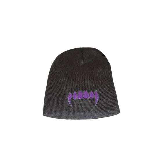Vicious Fangs Short Beanie Cap - Purple