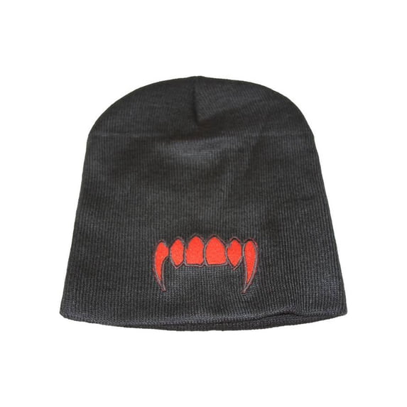 Vicious Fangs Short Beanie Cap - Red