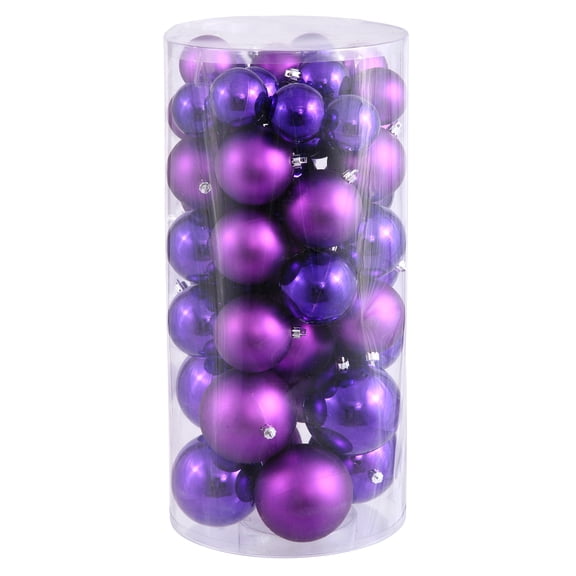 Vickerman 1.5"-2" Purple Shiny and Matte Ball Ornament, 50 per Box