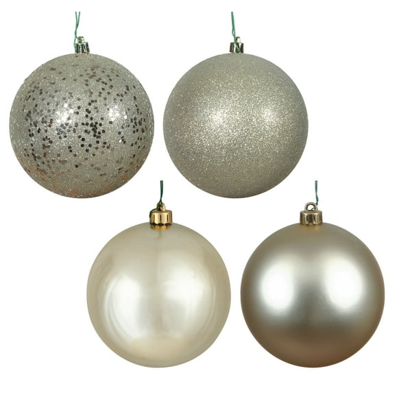 Vickerman 1.6" Champagne 4-Finish Ball Ornament Assortment, 96 per Box