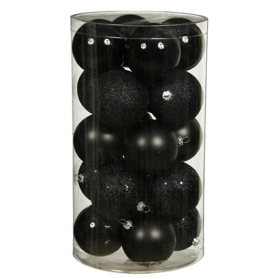 Vickerman 1.6" Jet Black 4-Finish Ball Ornament Assortment, 96 per Box