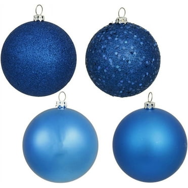 Vickerman 1" Blue 4-Finish Ball Christmas Ornament, 18 per Box, 5.0" x 5.0" x 9.0"