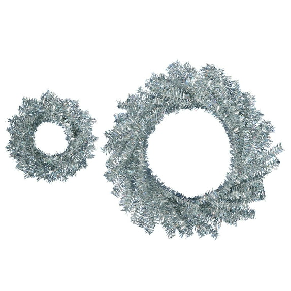 Vickerman 10"/18" Silver Wreath Set 162 Tips, Set of 2