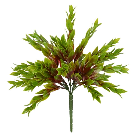 Vickerman 10.5" Artificial Green Mini Leaf Bush UV Coated, Set of 4