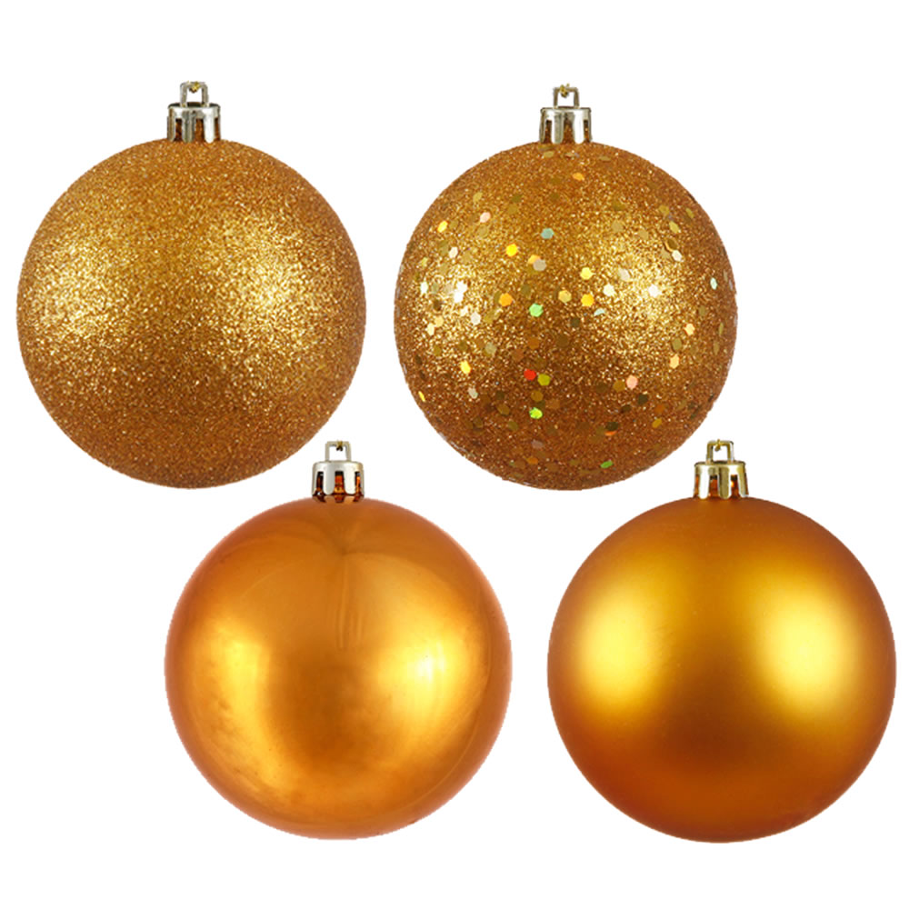 Vickerman 10" Antique Gold 4-Finish Ball Ornament Assortment, 4 per Bag - image 1 of 2