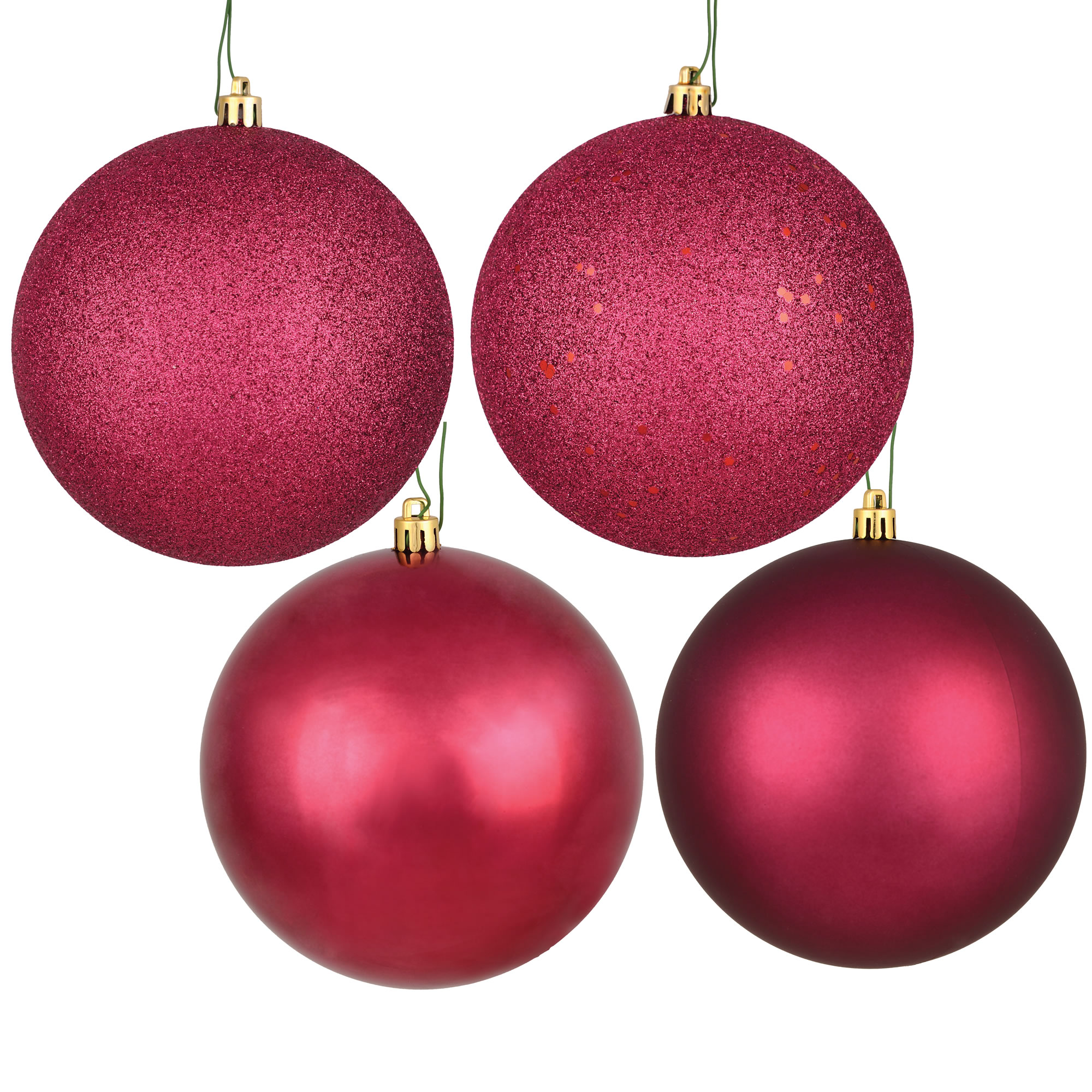 Vickerman 10" Berry Red 4-Finish Ball Ornament Assortment, 4 per Bag - image 1 of 3