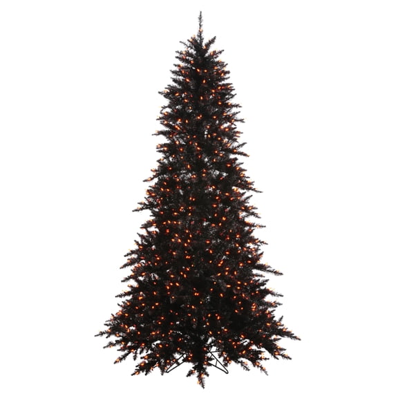 Vickerman 10' Black Fir Artificial Christmas Tree, Orange Dura-lit LED Lights
