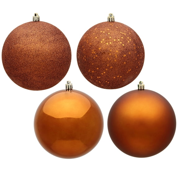 Vickerman 10" Copper 4-Finish Ball Ornament Assortment, 4 per Bag