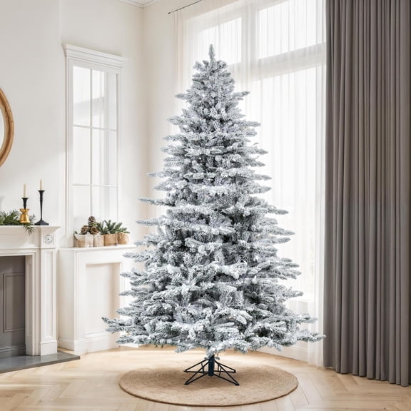 Vickerman 10' Flocked Utica Fir Artificial Christmas Tree, Warm White LED Lights