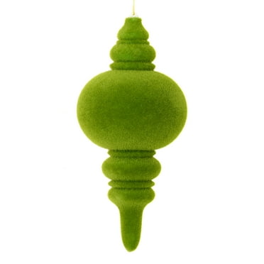 Vickerman 10" Green Flocked Finial Ornament, Pack of 3