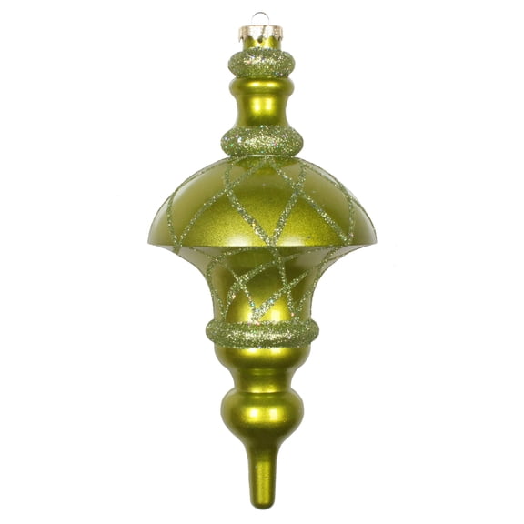 Vickerman 10" Lime Candy Finish Net Top Finial Ornament with Glitter Accents