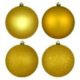 thumbnail image 1 of Vickerman 10" Medallion Gold 4-Finish Ball Ornament Assortment, 4 per Bag, 1 of 2