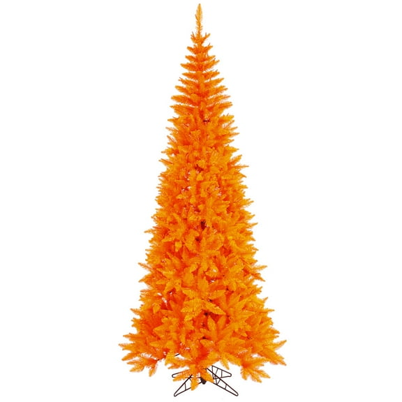 Vickerman 10' Orange Fir Slim Artificial Christmas Tree, Unlit - Faux Fir Christmas Tree - Seasonal Indoor Home Decor