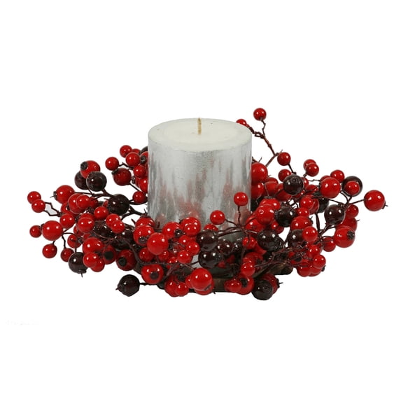 Vickerman 10" Red-Burgundy Mixed Berry Artificial Christmas Candle Ring