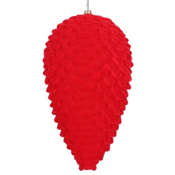 Vickerman 10" Red Flocked Pinecone Christmas Ornament