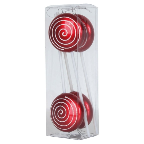 Vickerman 10" Red-White Candy Swirl Lollipop Christmas Ornaments, 4 per Box