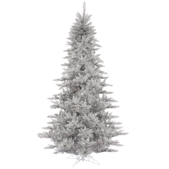 Vickerman 10' Silver Tinsel Fir Artificial Christmas Tree, Unlit